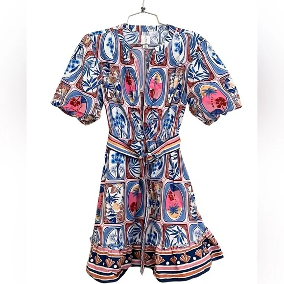 JOIE RARE PRINT Belted Midi Dress S LIMITED RELEASE Resort Botanical Boho casual - Picture 12 of 12